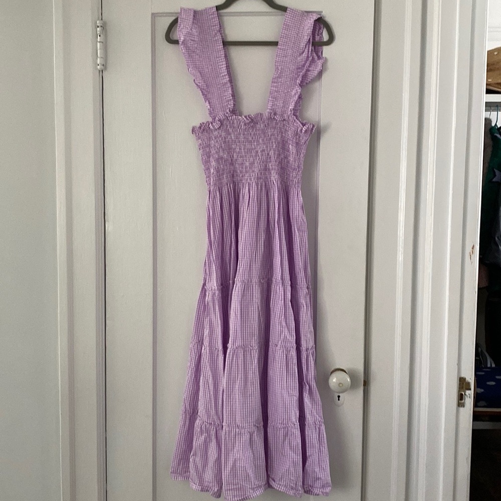 HILL HOUSE HOME Ellie Nap Dress Lilac gingham size SMALL